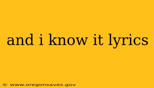 and i know it lyrics