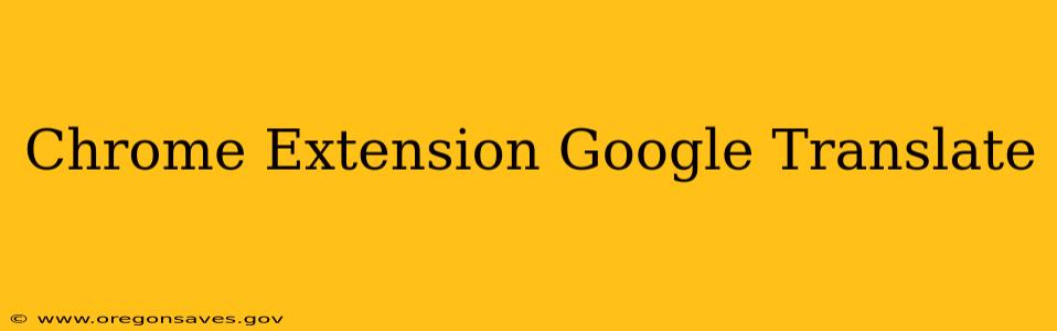 Chrome Extension Google Translate