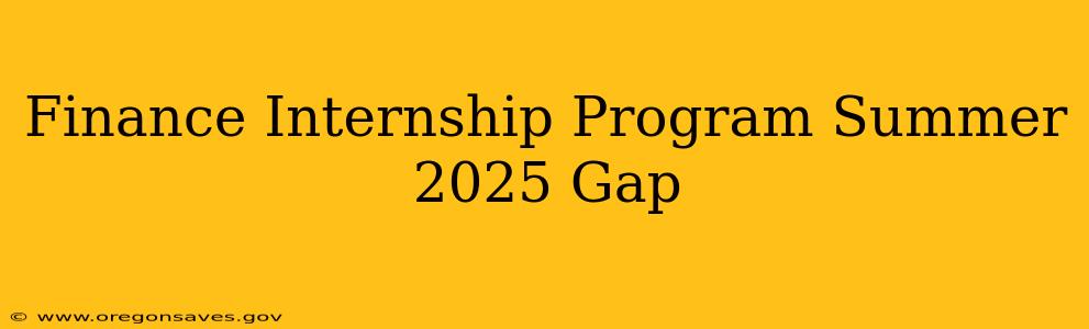 Finance Internship Program Summer 2025 Gap