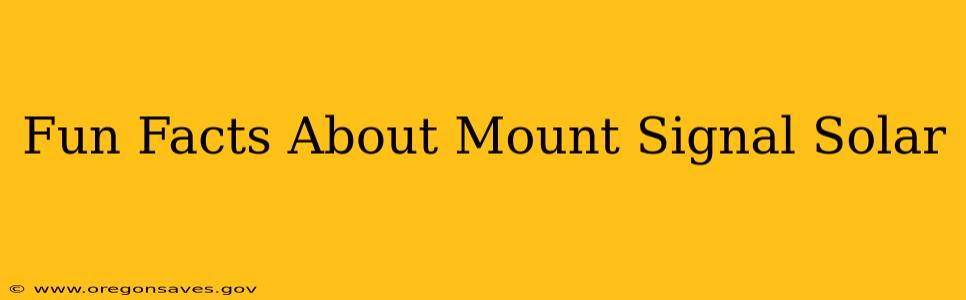 Fun Facts About Mount Signal Solar