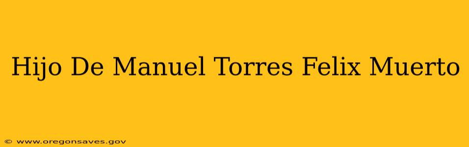 Hijo De Manuel Torres Felix Muerto