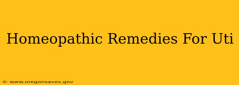 Homeopathic Remedies For Uti
