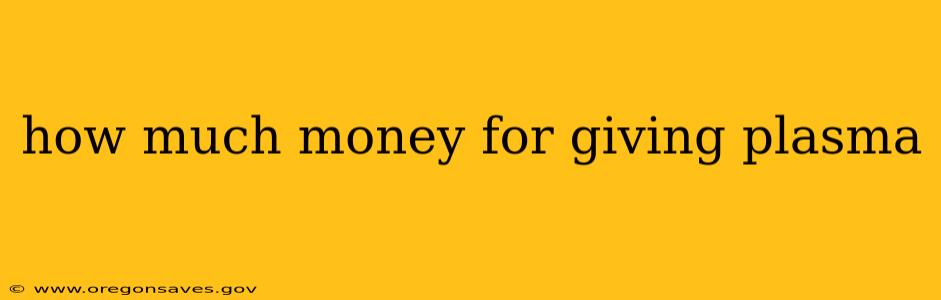 how much money for giving plasma