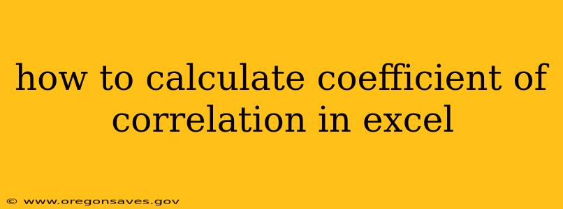 how to calculate coefficient of correlation in excel