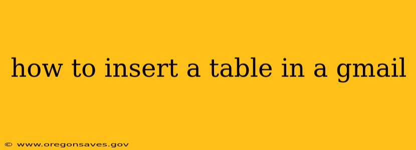 how to insert a table in a gmail