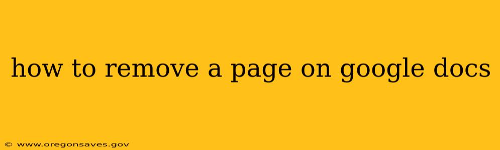 how to remove a page on google docs