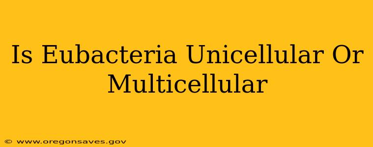 Is Eubacteria Unicellular Or Multicellular
