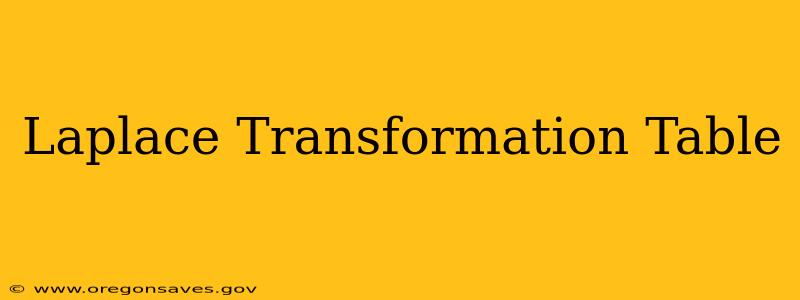 Laplace Transformation Table