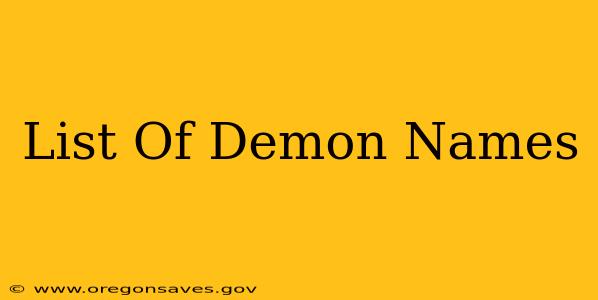 List Of Demon Names