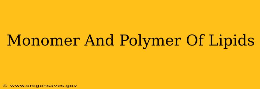 Monomer And Polymer Of Lipids