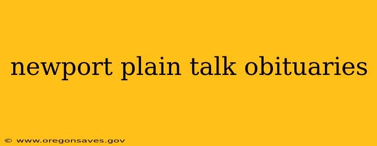 newport plain talk obituaries