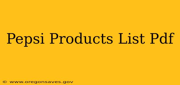 Pepsi Products List Pdf