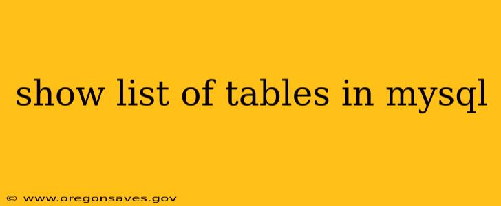 show list of tables in mysql