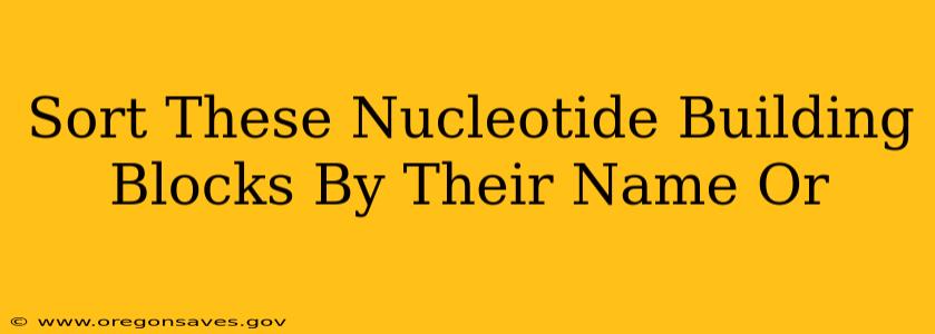 Sort These Nucleotide Building Blocks By Their Name Or