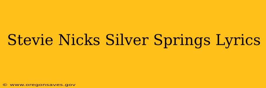 Stevie Nicks Silver Springs Lyrics