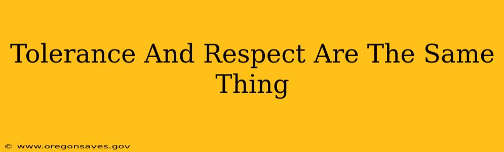 Tolerance And Respect Are The Same Thing