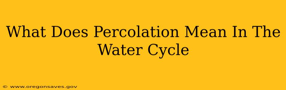 What Does Percolation Mean In The Water Cycle