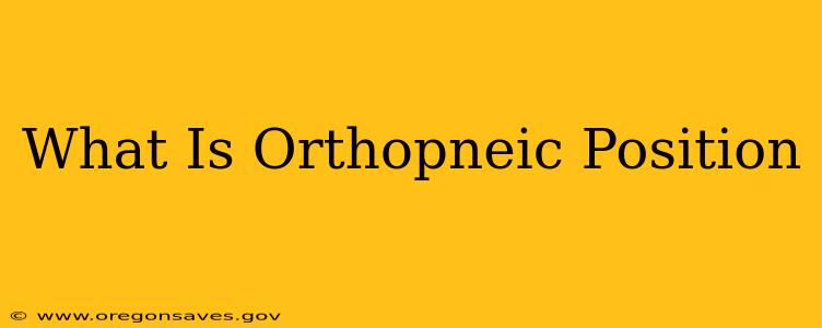 What Is Orthopneic Position