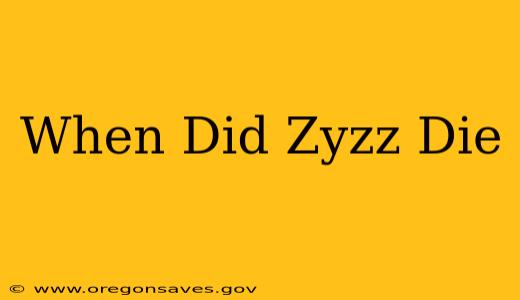 When Did Zyzz Die