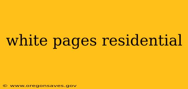 white pages residential